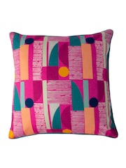 Riva Paoletti Fuchsia Pink Barcelona Art Deco Polyester Filled 100% Cotton Cushion - Image 1 of 2
