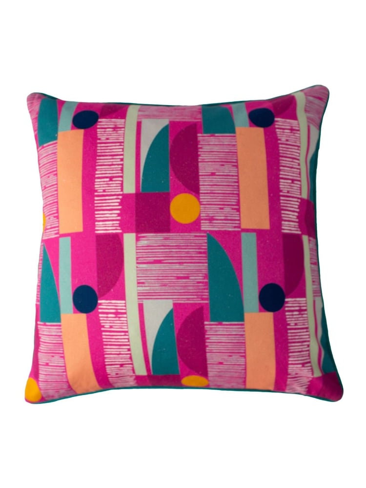 Riva Paoletti Fuchsia Pink Barcelona Art Deco Polyester Filled 100% Cotton Cushion - Image 1 of 2