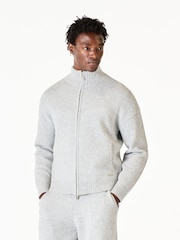 MAUVAIS Grey Monogram Montreux Knit Zip Jacket - Image 1 of 4