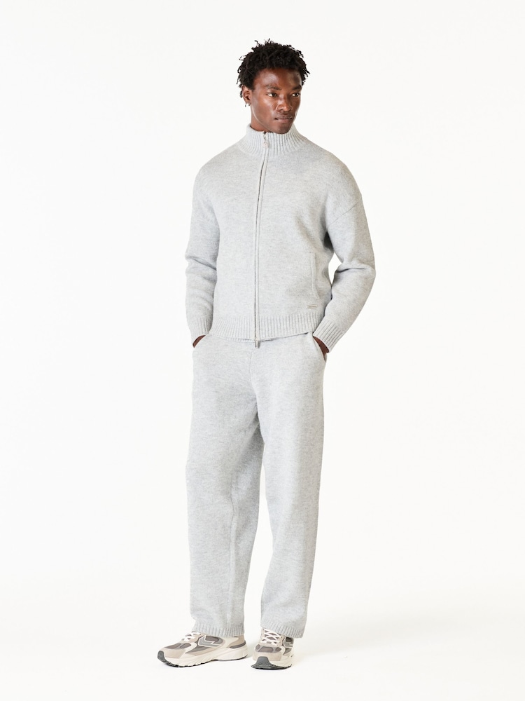 MAUVAIS Grey Monogram Montreux Knit Zip Jacket - Image 2 of 4