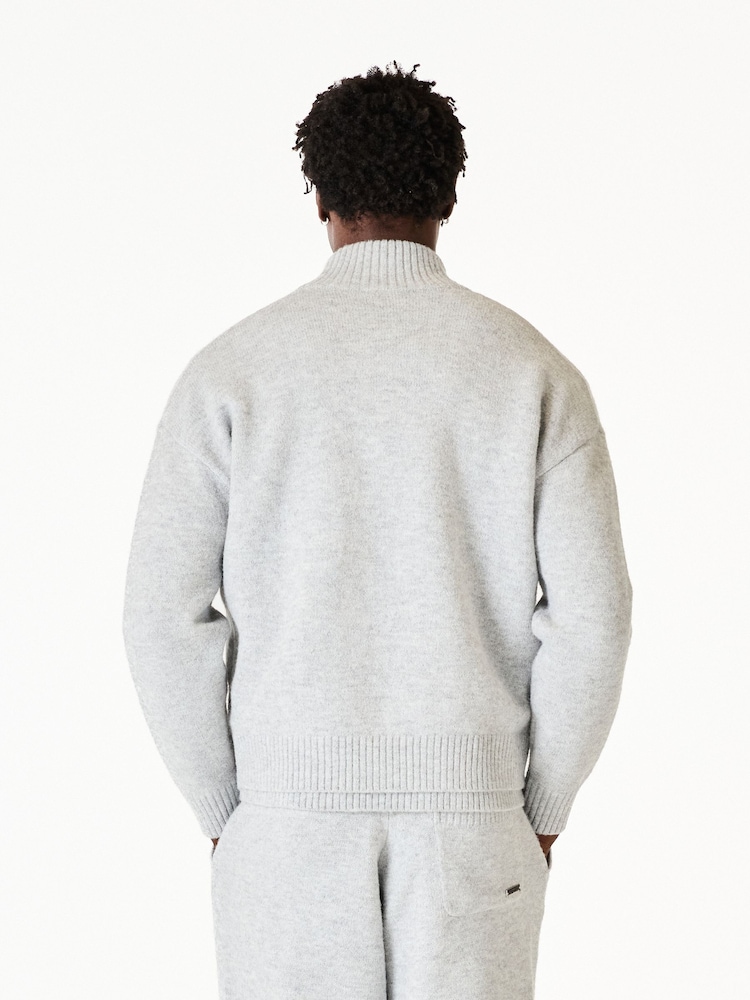 MAUVAIS Grey Monogram Montreux Knit Zip Jacket - Image 4 of 4