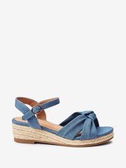 Denim Knot Detail Standard Fit (F) Wedge Sandals - Image 1 of 4
