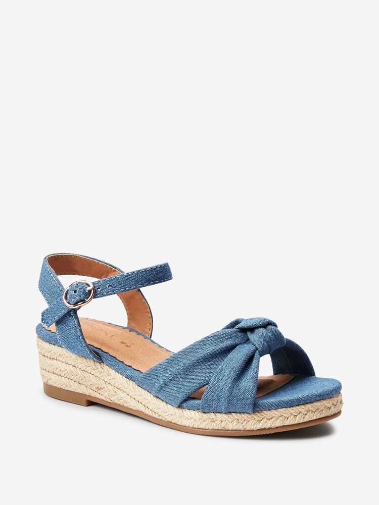 Denim Knot Detail Standard Fit (F) Wedge Sandals - Image 2 of 4