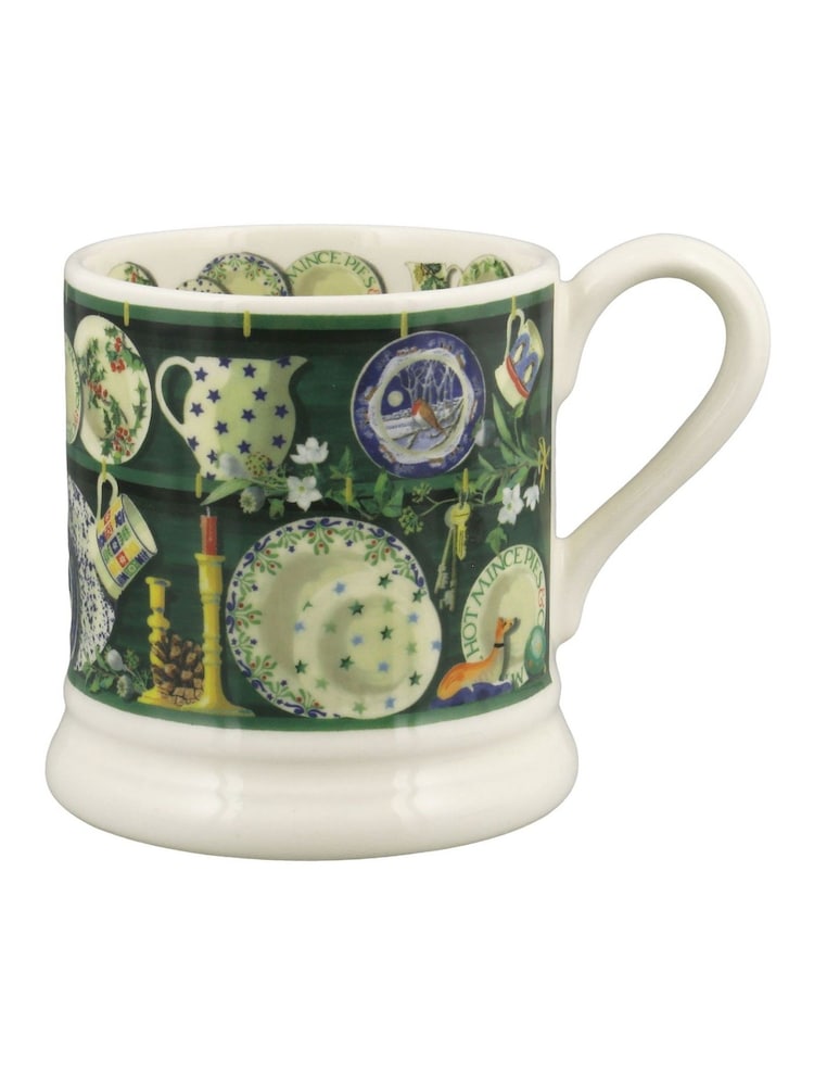 Emma Bridgewater Cream Green Christmas Dresser 1/2 Pint Mug - Image 1 of 3 Emma Bridgewater Cream Green Christmas Dresser 1/2 Pint Mug - Image 1 of 3