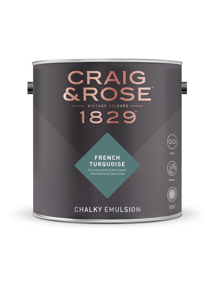 Craig & Rose Turquoise Blue Chalky Emulsion French Turquoise Paint - Image 2 of 2