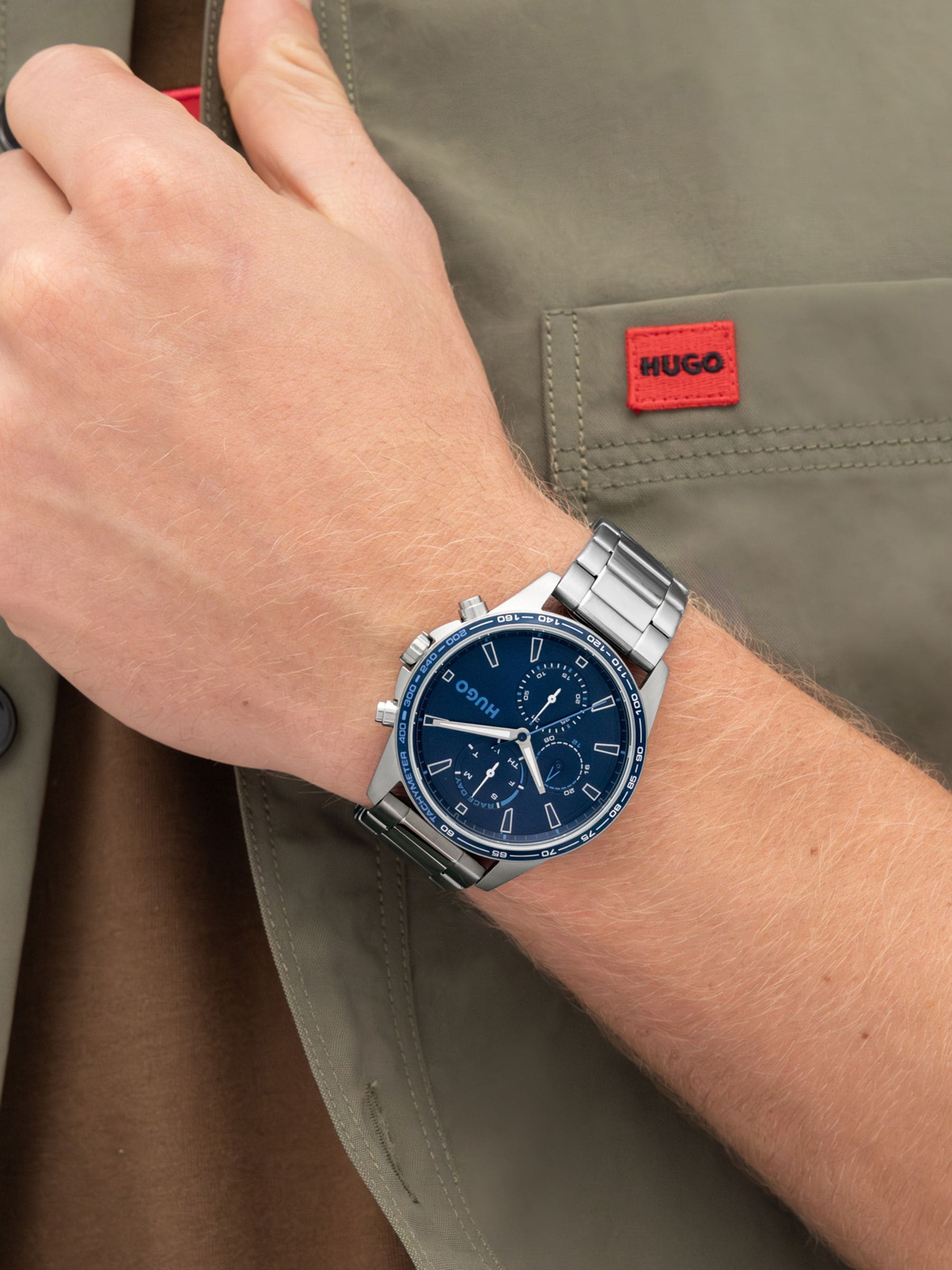Hugo Blue Dial Stainless Steel Multifunction Drift Watch - Image 5