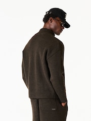 MAUVAIS Brown Monogram Montreux Knit Zip Jacket - Image 2 of 5