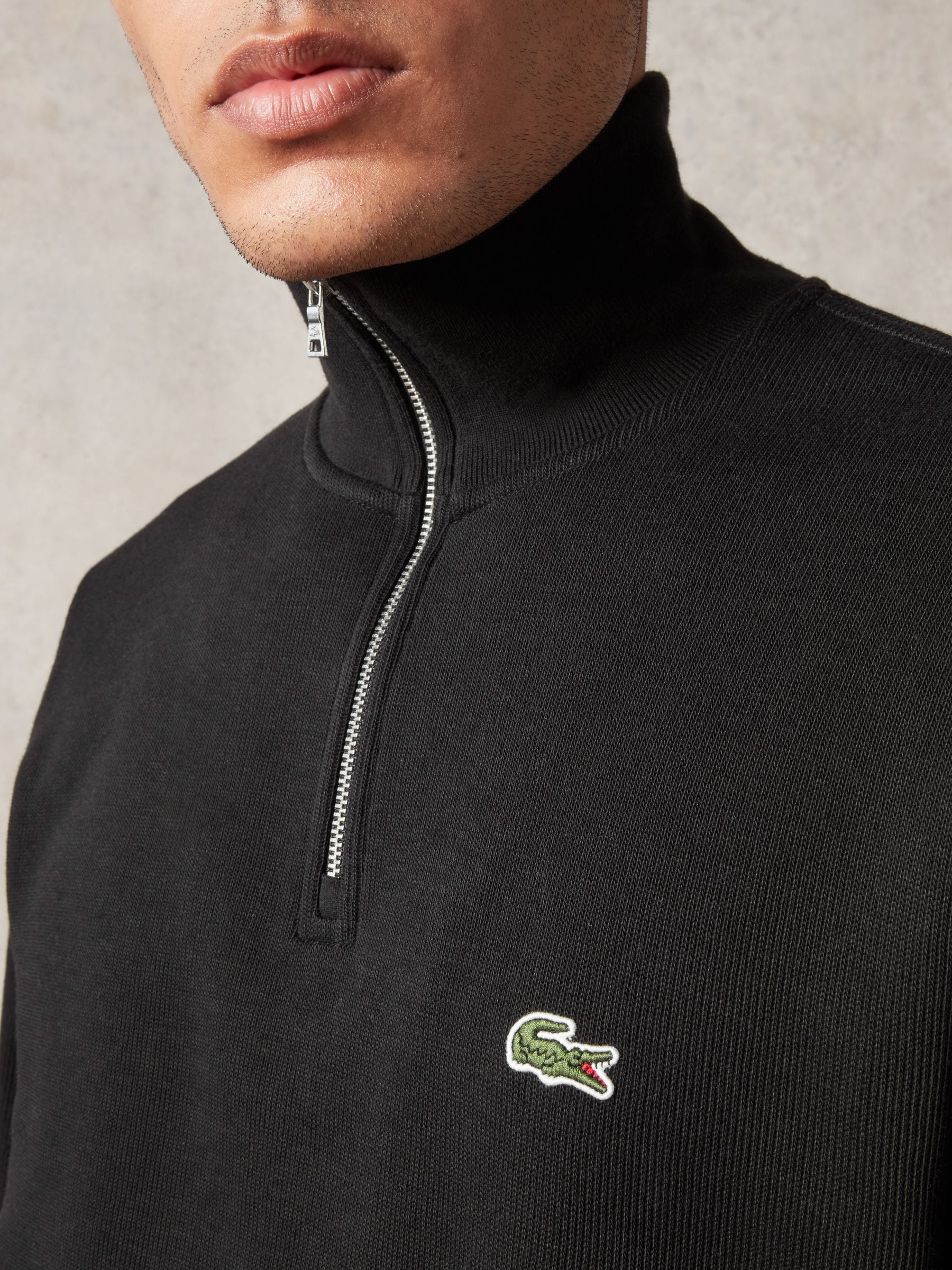 Buy Lacoste Black Regular Fit High Neck Quarter Zip Sweatshirt