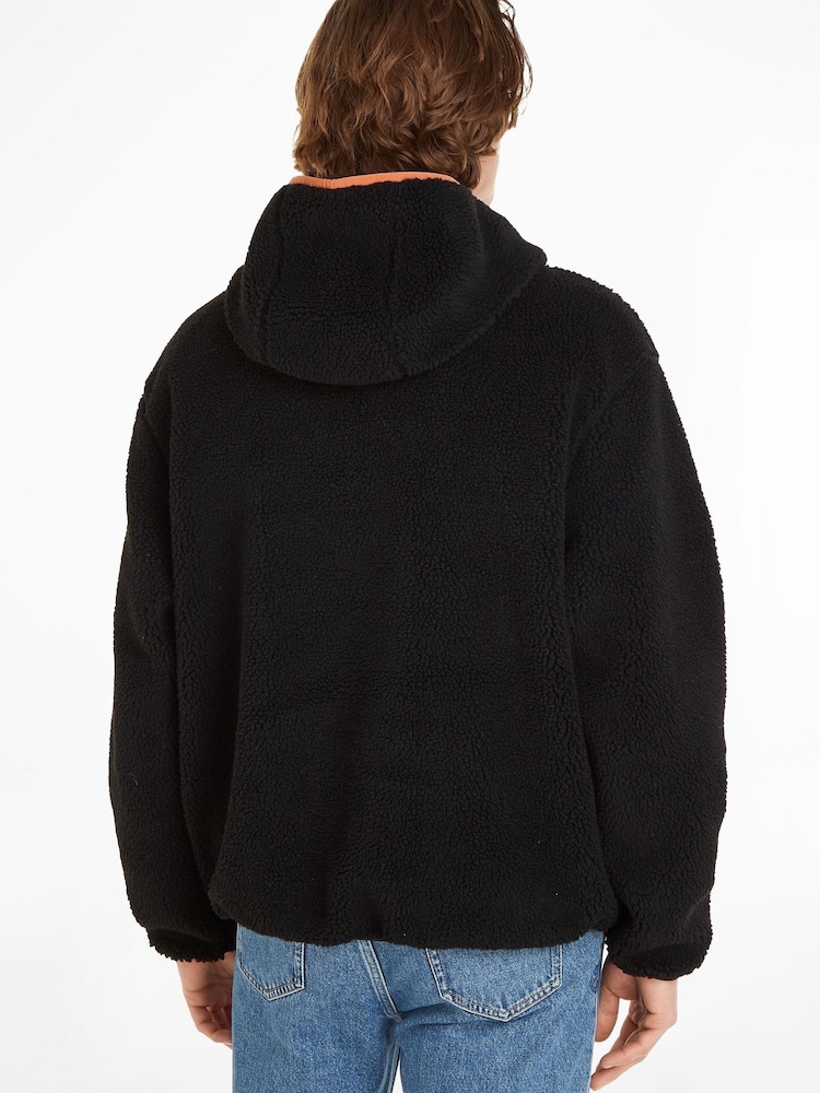 Calvin Klein Jeans Sherpa Half Zip Black Hoodie - Image 2 of 6