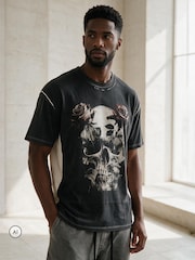 Religion Black Skull Cross Rose T-Shirt - Image 1 of 6