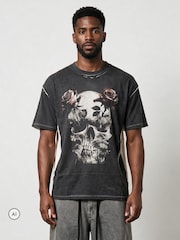 Religion Black Skull Cross Rose T-Shirt - Image 2 of 6