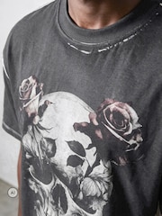 Religion Black Skull Cross Rose T-Shirt - Image 6 of 6