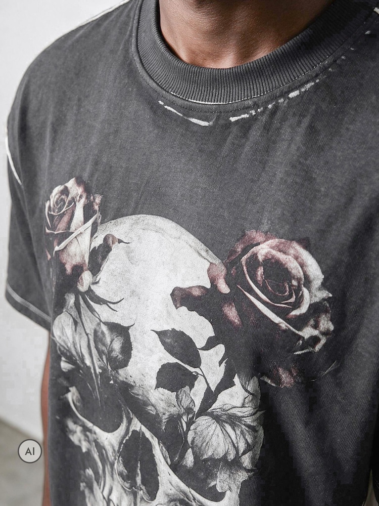 Religion Black Skull Cross Rose T-Shirt - Image 6 of 6