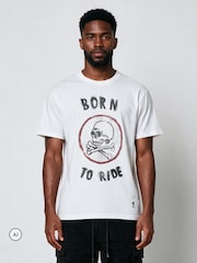 Religion White Born To Ride Skull T-Shirt - Image 2 of 6