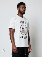 Religion White Born To Ride Skull T-Shirt - Image 4 of 6
