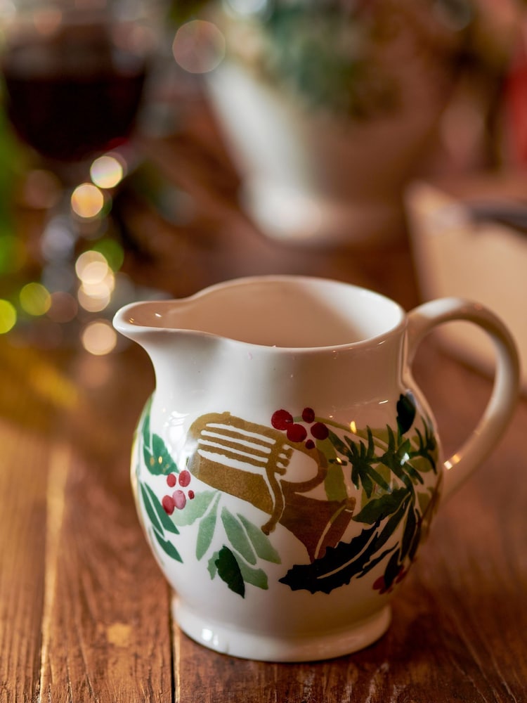 Emma Bridgewater Cream Bring In The Green 1/2 Pint Jug - Image 1 of 4