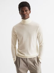 Reiss Bianco Caine Slim Fit Merino Wool Roll Neck Jumper - Image 1 of 6