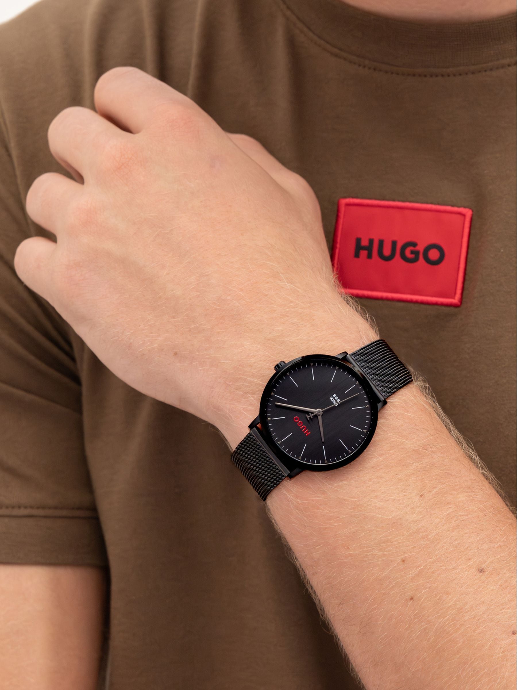 HUGO Mens #Style 3H Black Dial Mesh Bracelet Watch 1530474 - Image 4