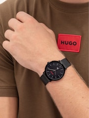 HUGO Black IP Mesh Bracelet Watch - Image 1 of 5