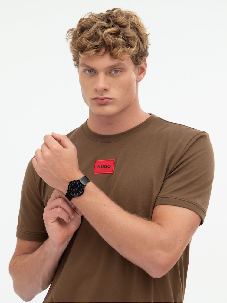 HUGO Black IP Mesh Bracelet Watch - Image 2 of 5