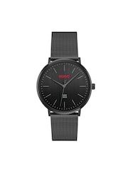 HUGO Black IP Mesh Bracelet Watch - Image 3 of 5