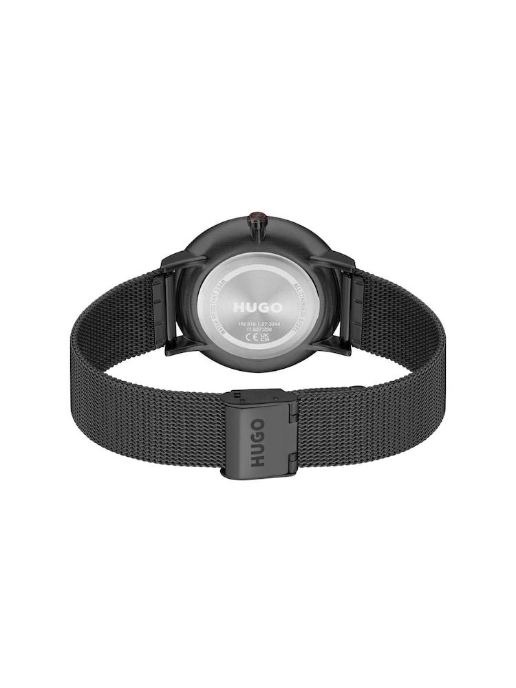 HUGO Black IP Mesh Bracelet Watch - Image 5 of 5