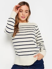 M&Co Blue Petite Striped Scoop Neck Jumper - Image 1 of 5