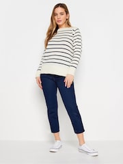 M&Co Blue Petite Striped Scoop Neck Jumper - Image 3 of 5