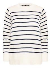 M&Co Blue Petite Striped Scoop Neck Jumper - Image 5 of 5