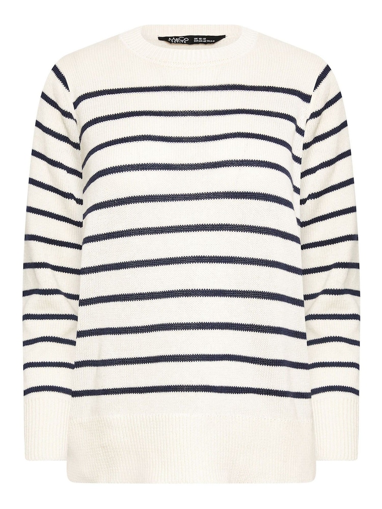 M&Co Blue Petite Striped Scoop Neck Jumper - Image 5 of 5