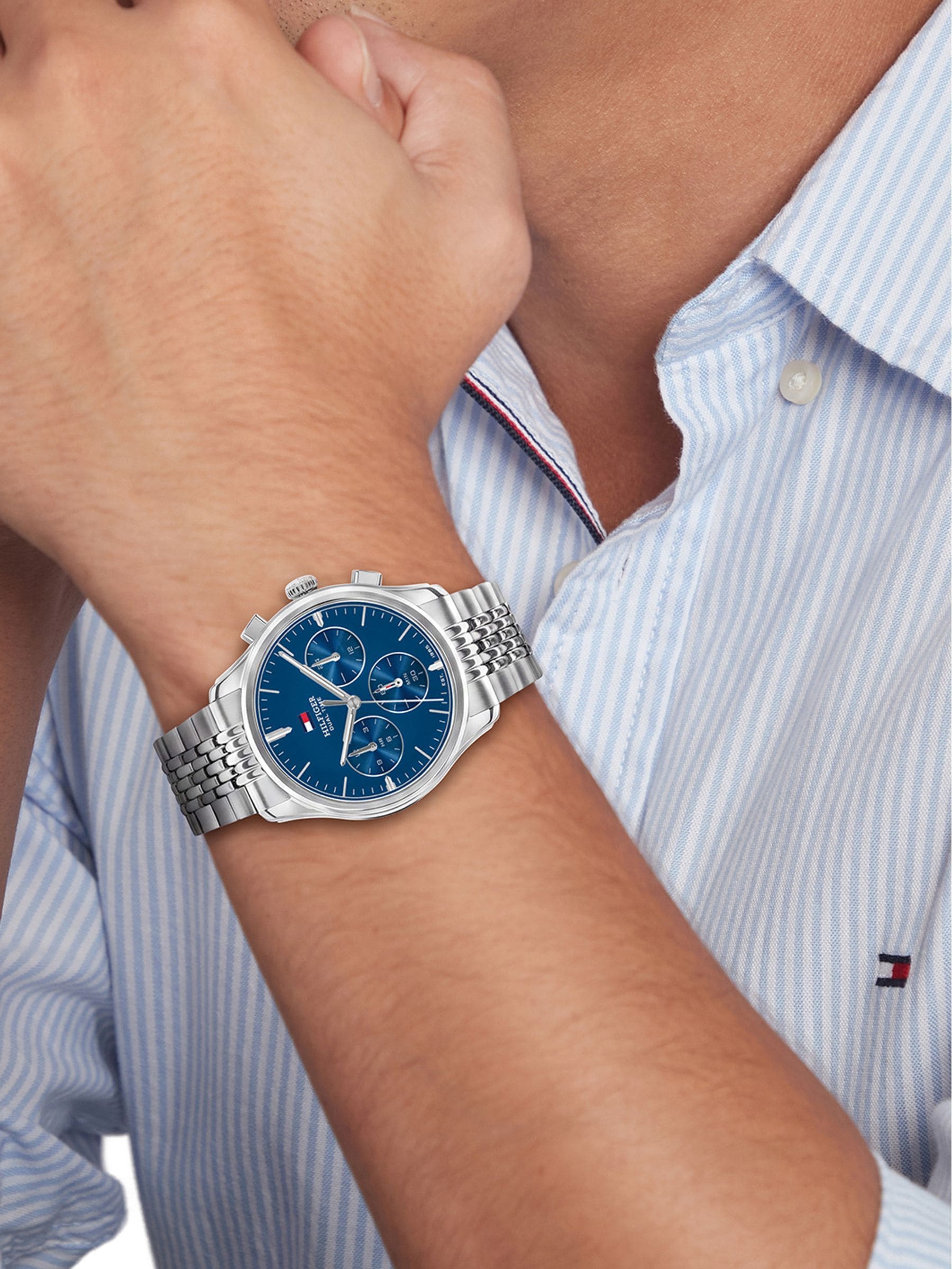 Tommy Hilfiger Men's Stainless Steel 30M Blue Dual Time Bracelet Watch - W95484 1710811 - Image 3