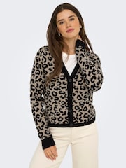 ONLY Leopard Print V-Neck Cardigan - صورة 1 من 6
