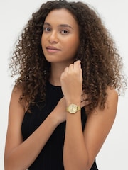 HUGO Gold Glossy Light Yellow PVD Mesh Bracelet Watch - Image 2 of 5