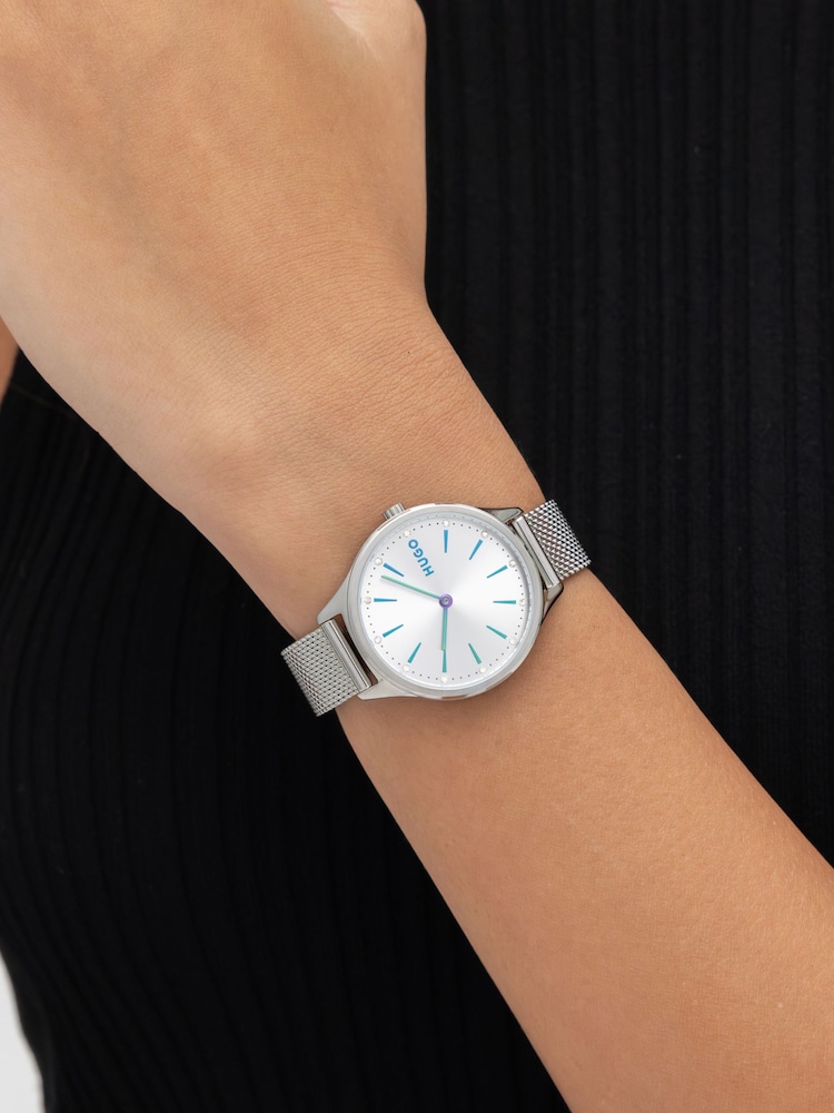 HUGO Silver Stainless Steel Mesh Bracelet Watch - Image 1 of 5