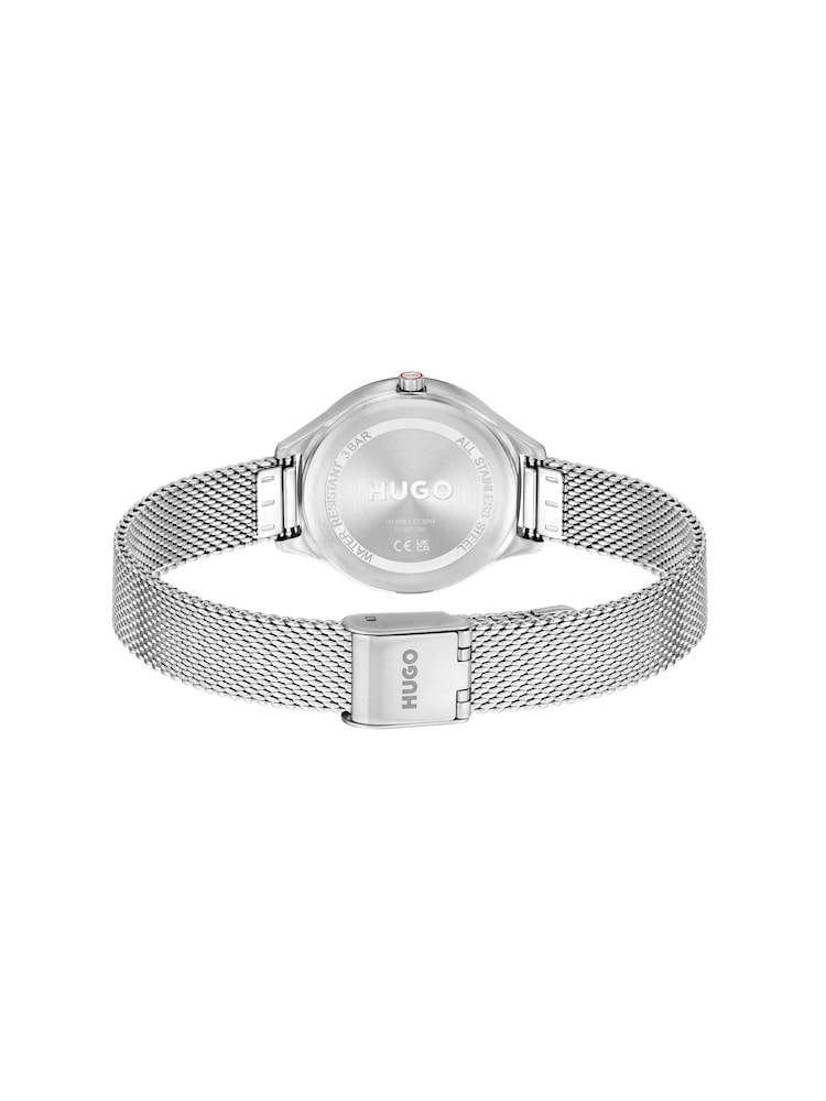 HUGO Silver Stainless Steel Mesh Bracelet Watch - Image 5 of 5