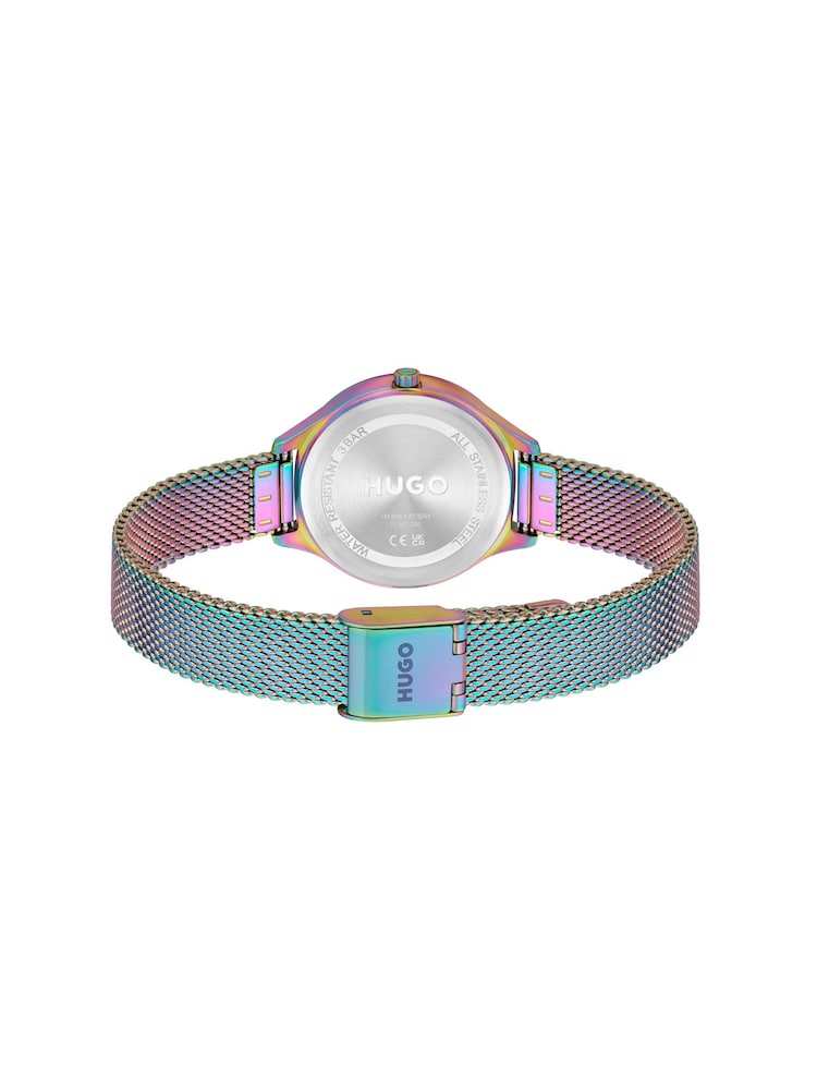 HUGO Metallic Glossy Light Yellow PVD Mesh Bracelet Watch - Image 5 of 5