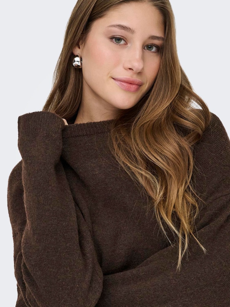 Maro - ONLY Long Sleeve Round Neck Knitted Jumper - Imaginea 2 din 6 Maro - ONLY Long Sleeve Round Neck Knitted Jumper - Imaginea 2 din 6