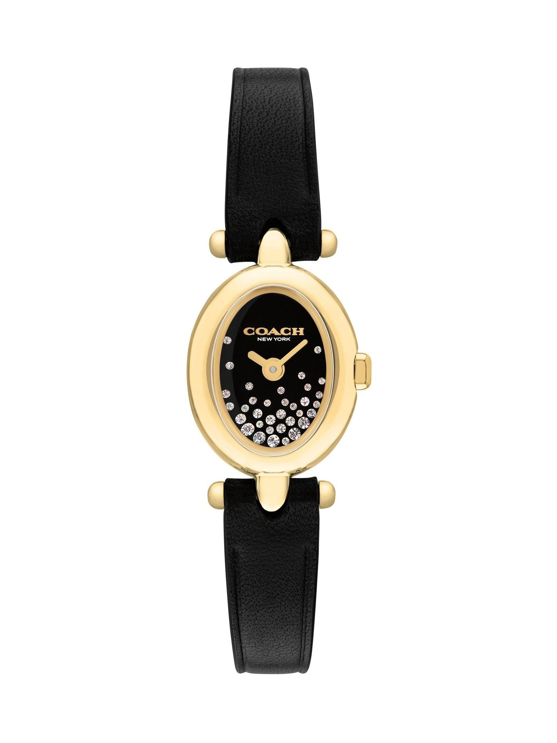 House of Watches - Coach Ladies Sammy Golden Oval Black Crystal Dial Leather Strap Watch 14504739 - Image 4