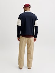JACK & JONES Blue Relaxed Fit Colour Block Rugby Polo Shirt - Image 2 of 7
