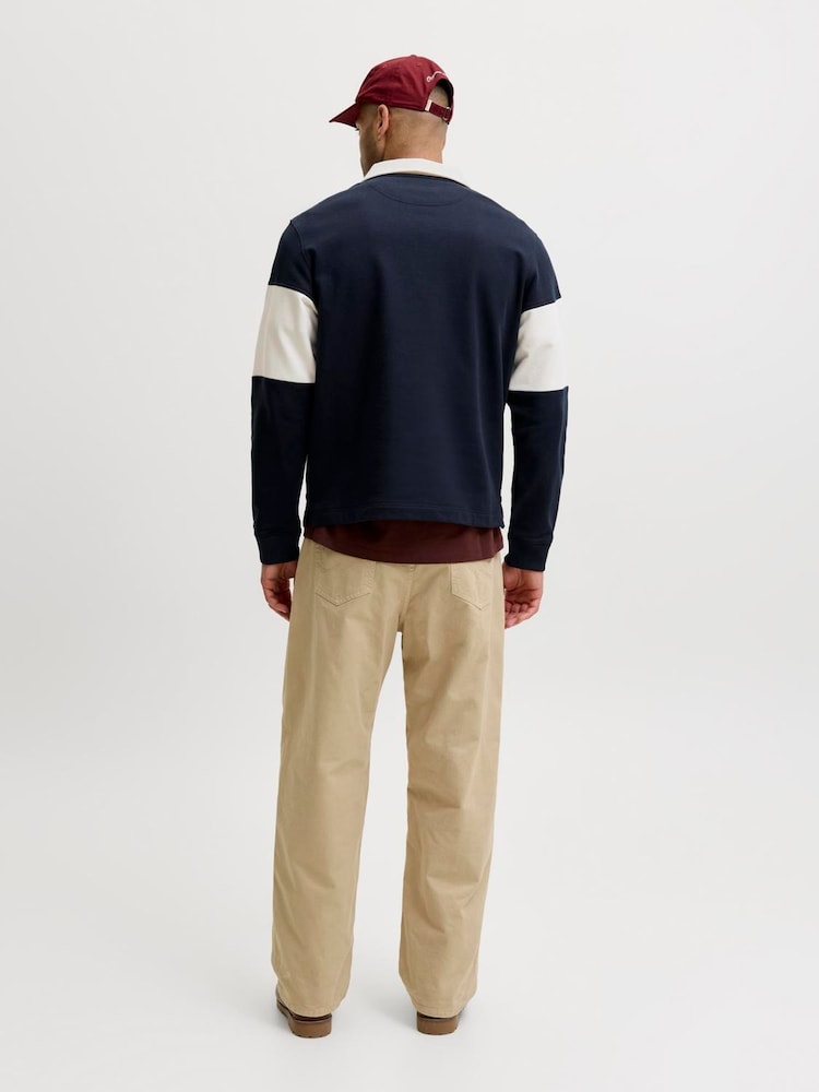 JACK & JONES Blue Relaxed Fit Colour Block Rugby Polo Shirt - Image 2 of 7 JACK & JONES Blue Relaxed Fit Colour Block Rugby Polo Shirt - Image 2 of 7