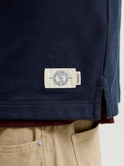 JACK & JONES Blue Relaxed Fit Colour Block Rugby Polo Shirt - Image 4 of 7