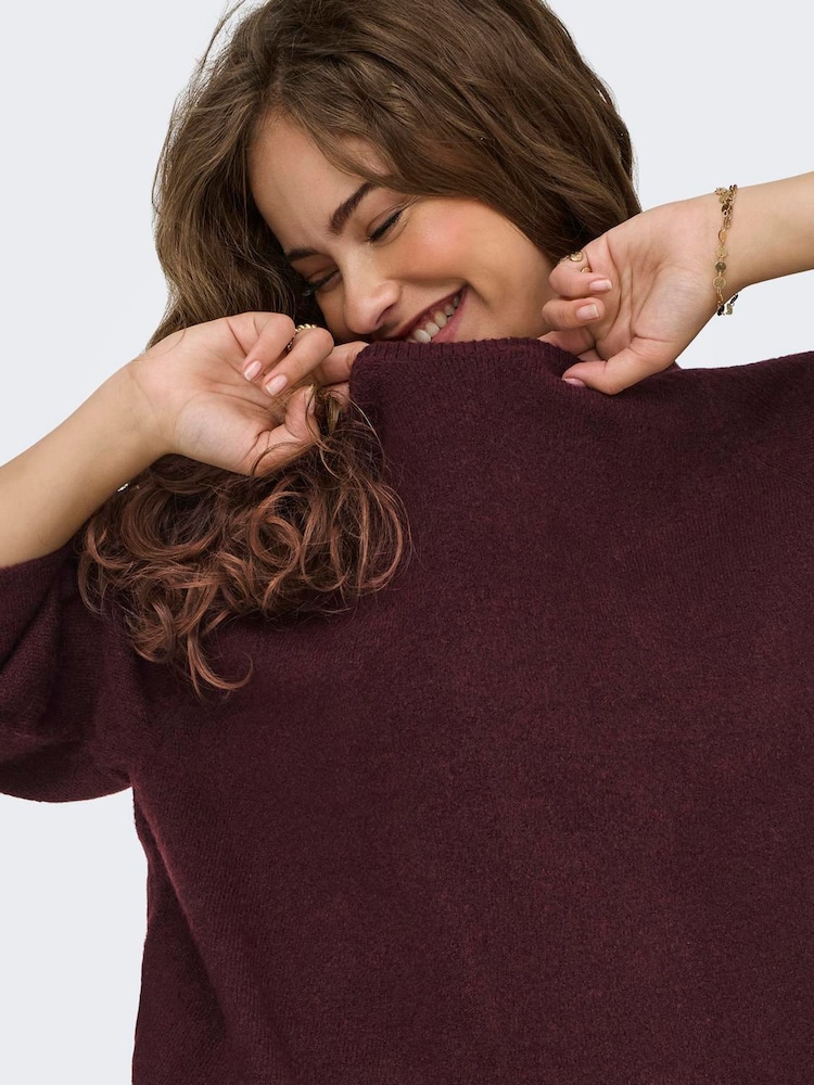 ONLY Burgundy Red 3/4 Sleeve Jumper - Image 2 of 6 ONLY Burgundy Red 3/4 Sleeve Jumper - Image 2 of 6