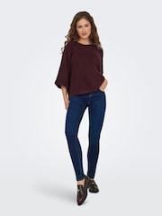 ONLY Burgundy Red 3/4 Sleeve Jumper - Image 3 of 6