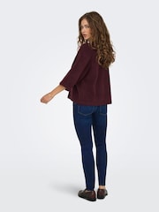 ONLY Burgundy Red 3/4 Sleeve Jumper - Image 4 of 6