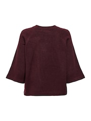 ONLY Burgundy Red 3/4 Sleeve Jumper - Image 6 of 6