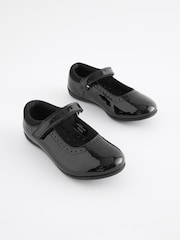 Black Patent Wide Fit (G) School Leather Mary Jane Brogues - Image 1 of 5