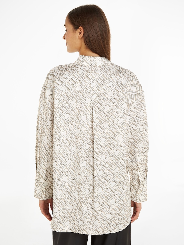 Tommy Hilfiger Abstract Logo Loose Fit White Shirt - Image 2 of 6