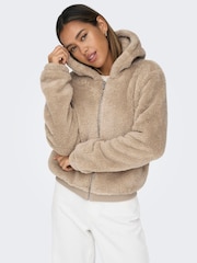 Chaqueta de peluche con capucha y cremallera de ONLY - Imagen 1 de 6