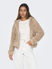 Chaqueta de peluche con capucha y cremallera de ONLY - Imagen 3 de 6