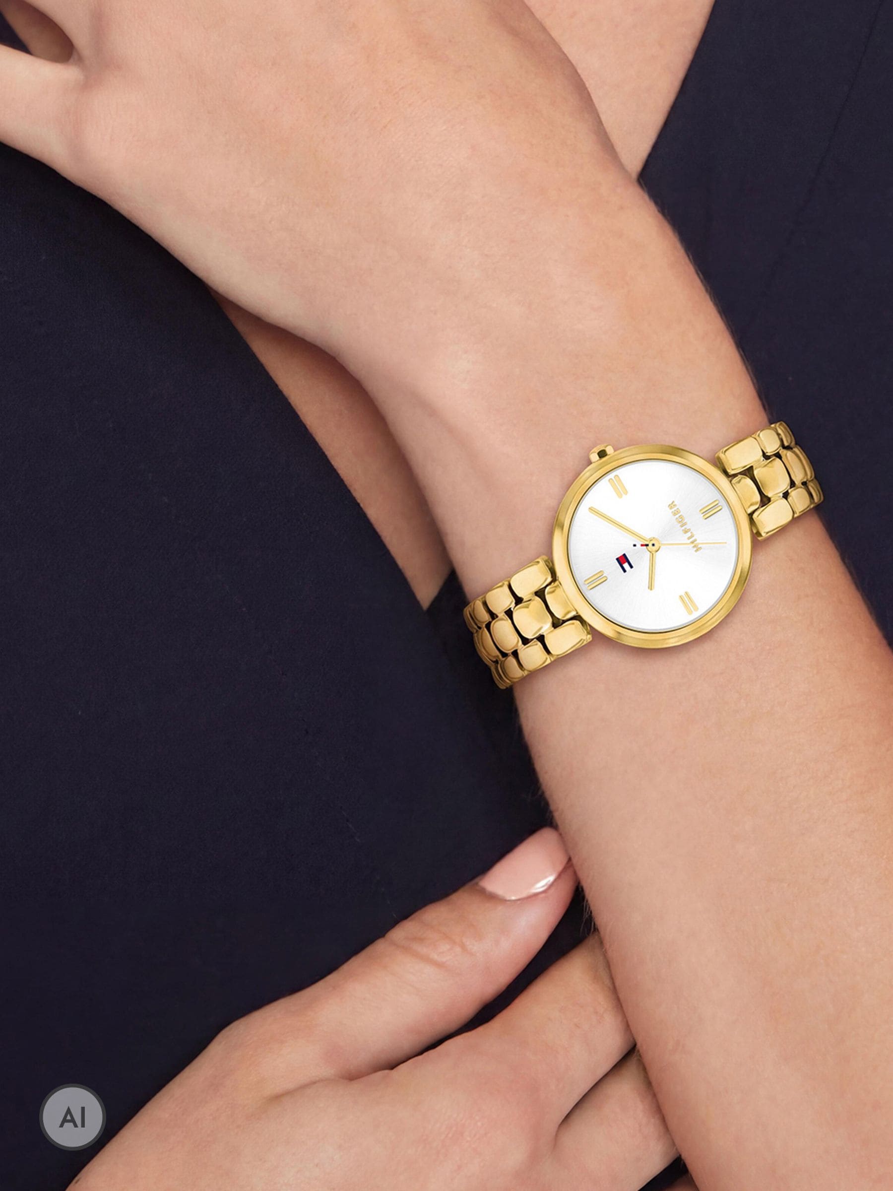 Tommy Hilfiger 1782928 Annie White Dial Gold Plated Bracelet Watch - Image 2
